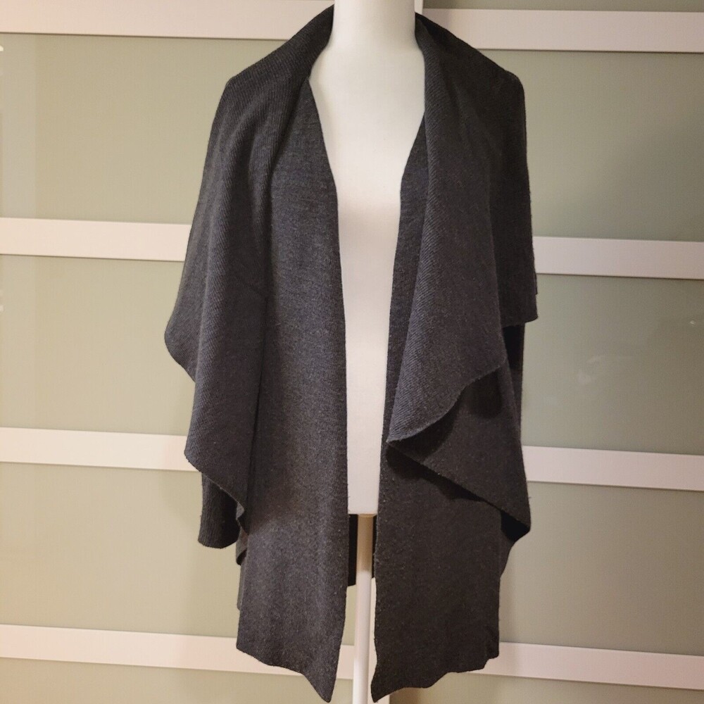 Teory Wool Black Size P/TP Ruffle Open Cardigan Sweater Coat - Picture 5 of 10